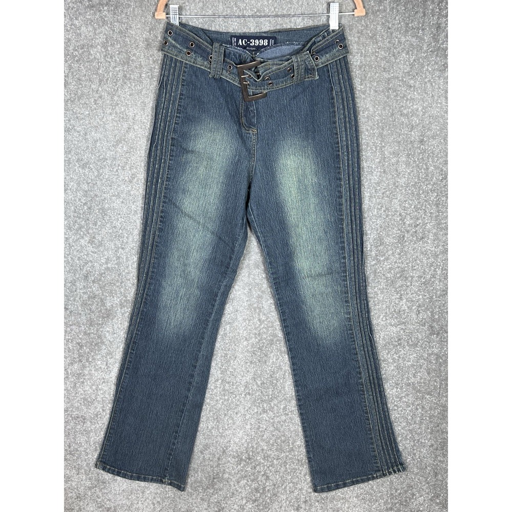 Authentic AC-3998 Original Bootcut Jeans Womens‎ Sz 10 Blue Stretch Pintucks Y2K